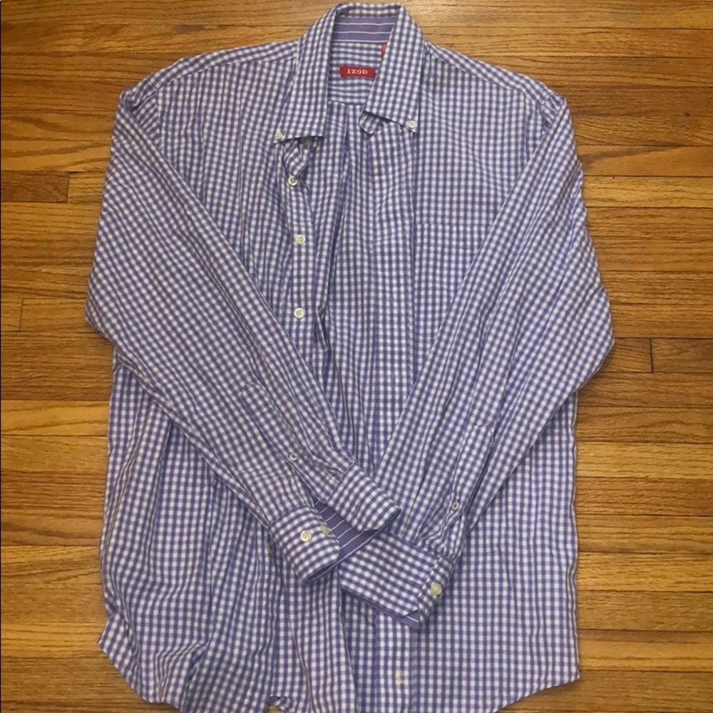 Men’s IZOD purple checkered dress shirt